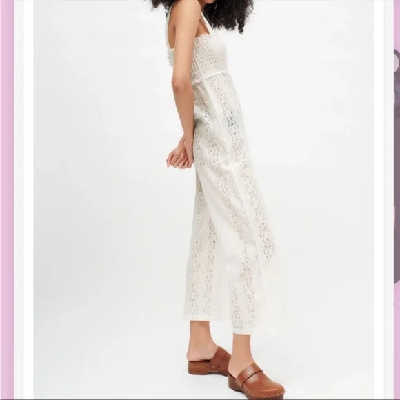 Zara NWT Embroidered Eyelet Cropped Jumpsuit - Picture 4 of 13